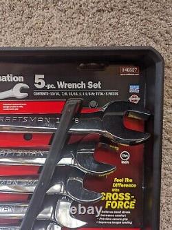 NOS Craftsman 46527 SAE Cross Force 5 Piece Combination Large Wrench Set