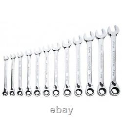 Reverse Ratcheting Spanner Set 8-19mm 12 Piece Metric Chrome Carlyle Tools