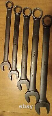 Snap-On Tools NEW 12 point SAE Flank Drive Plus Combination Wrench Set 5 Pieces